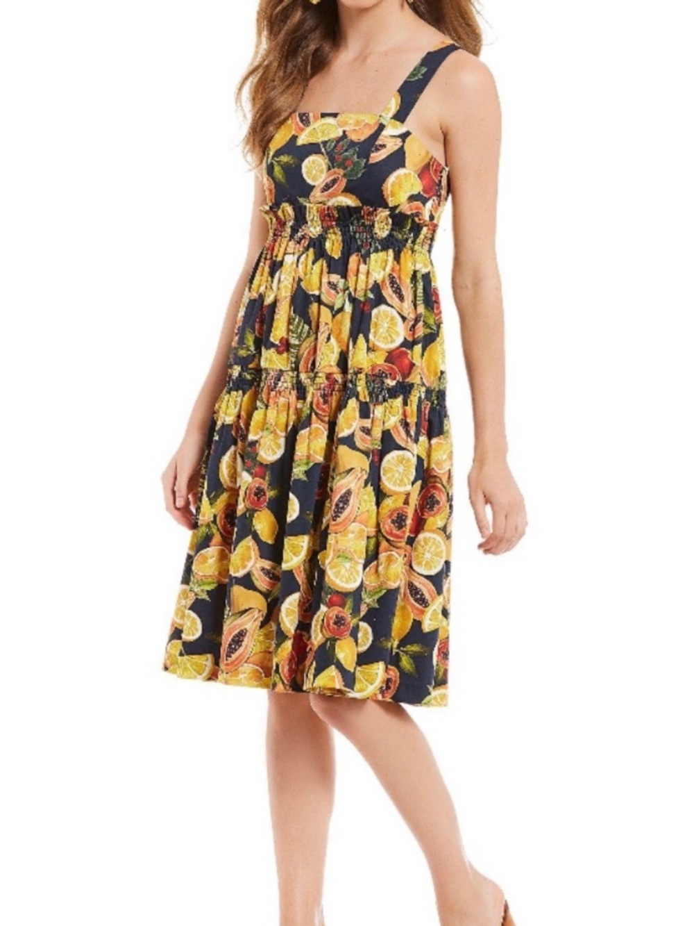Gianni Bini Dress with Yellow Citrus Print Size Small